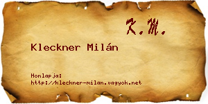 Kleckner Milán névjegykártya